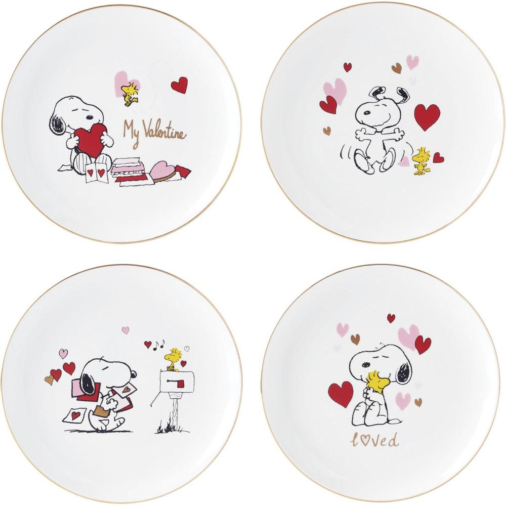 imageLenox 897218 Snoopy Valentines Day Candy JarAccent Plates Set of 4