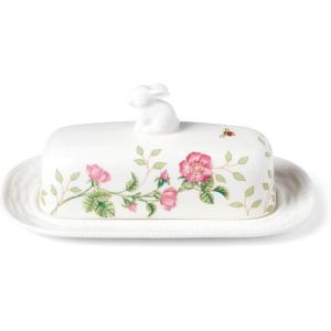 Lenox 893456 Butterfly Meadow Bunny Salt & Pepper, Easter Serveware(Covered Butter Dish  Bunny)