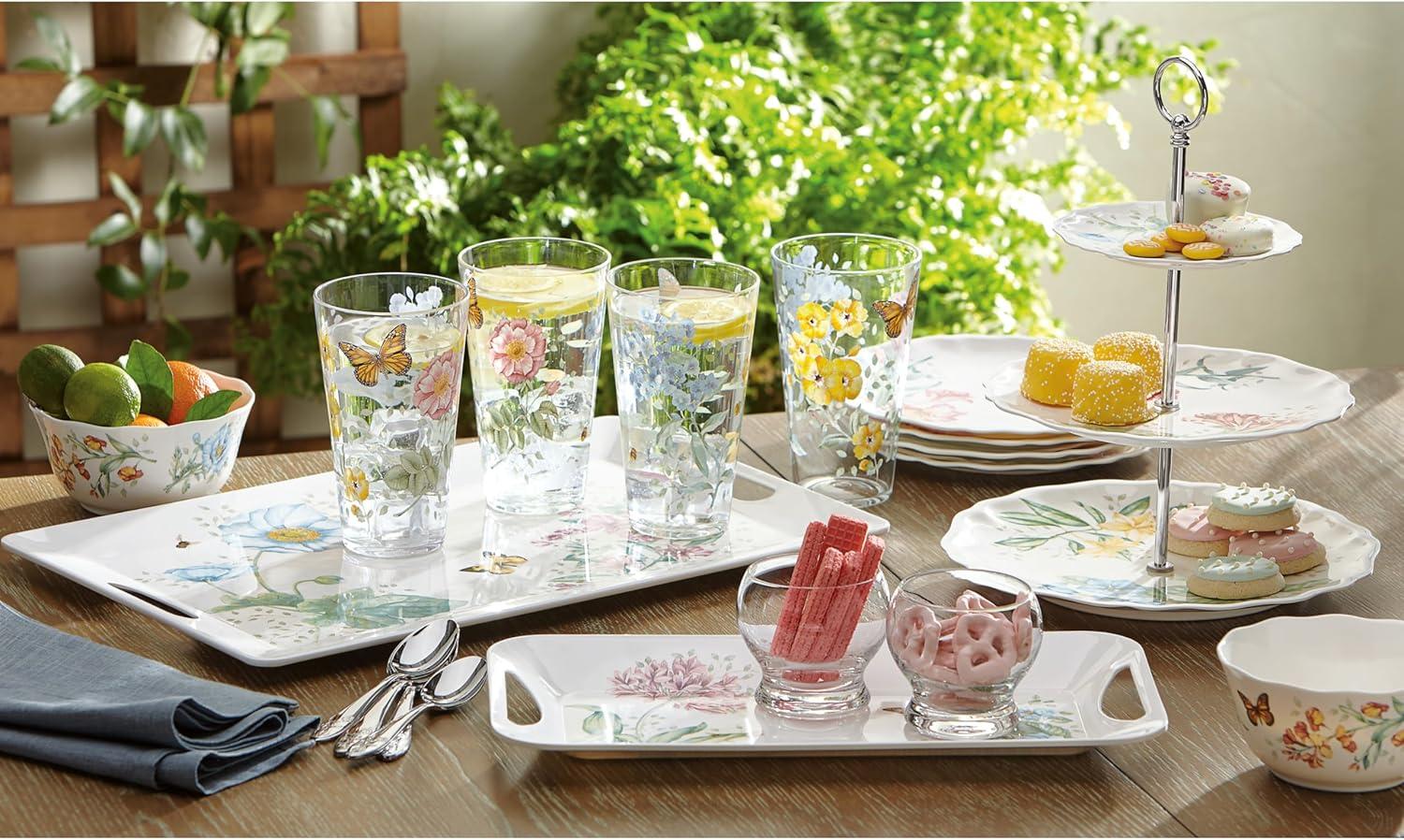 imageLenox 866239 Butterfly Meadow Acrylic 4Piece Highball Set 20 oz Acrylic NOT GLASS4 Count Pack of 1