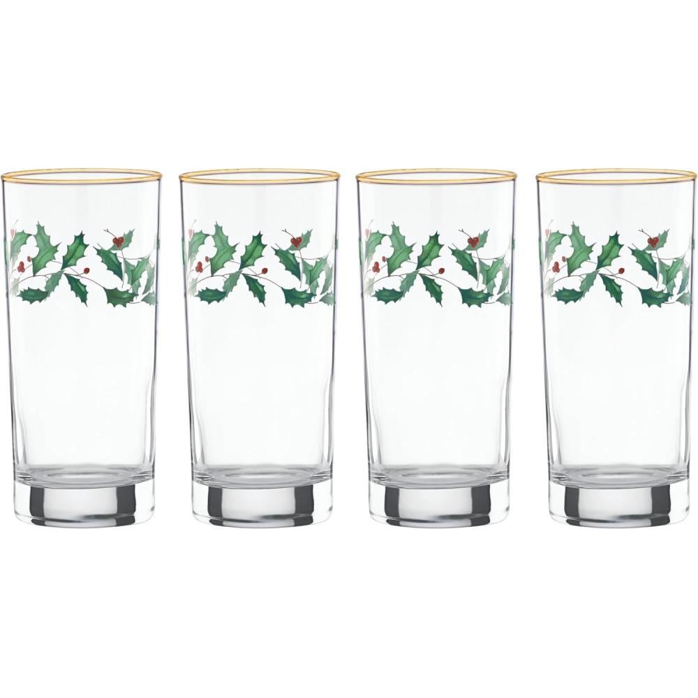 imageLenox 849605 Holiday 4Piece Highball Glass Set Christmas Dinnerware Hosting