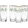 Lenox 849605 Holiday 4-Piece Highball Glass Set, Christmas Dinnerware, Hosting