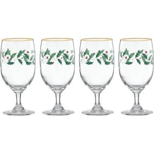 Lenox 849606 Holiday 4-Piece Iced Beverage Glass Set, Christmas Dinnerware, Hosting