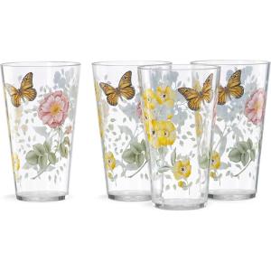 Lenox 866239 Butterfly Meadow Acrylic 4-Piece Highball Set, 20 oz, Acrylic NOT GLASS(4 Count (Pack of 1))