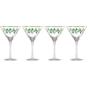Lenox 893570 Holiday Decal 4-Piece Martini Glass Set, Christmas Dinnerware, Hosting