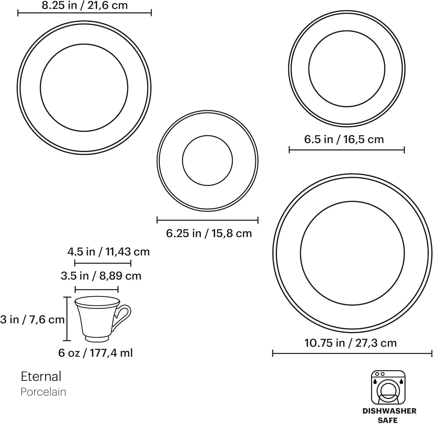 imageLenox 140104040 Eternal Saucer 1 Piece Porcelain 6 x 6 Service for 1 Porcelain5Piece Place Setting