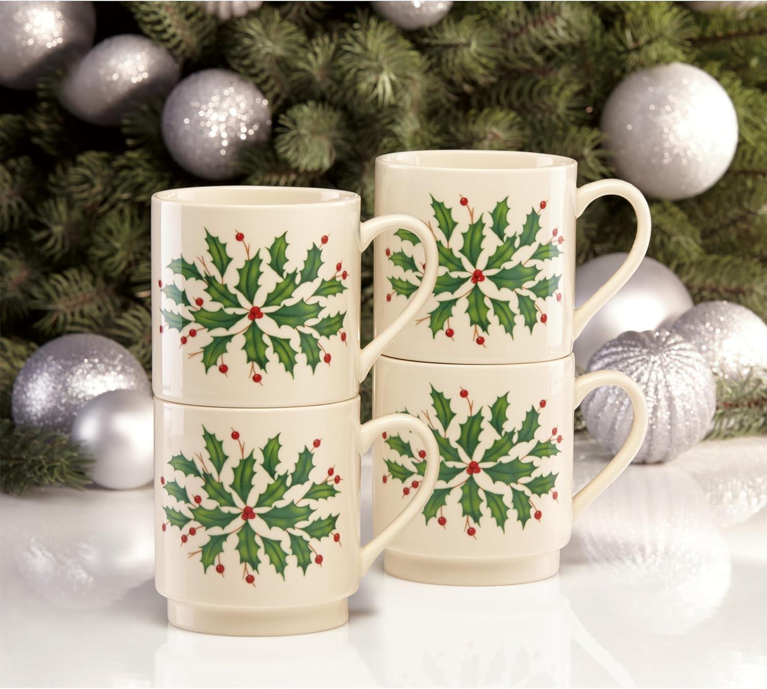 imageLenox 146504030 Holiday Teacup Christmas DrinkwareStackable Mugs