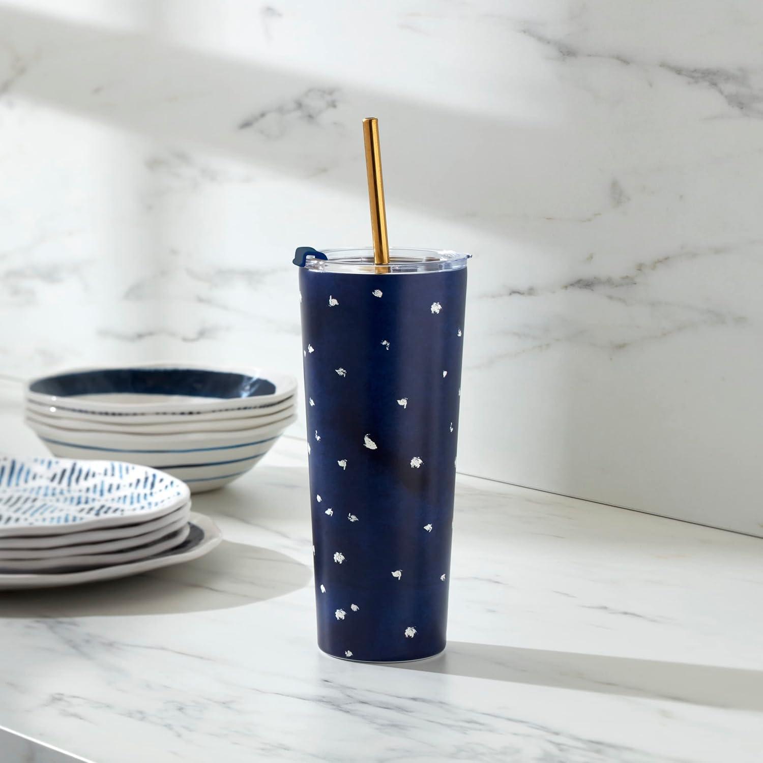 imageLenox 895898 Blue Bay Ikat Pattern Stainless Steel Cocktail TumblerDot