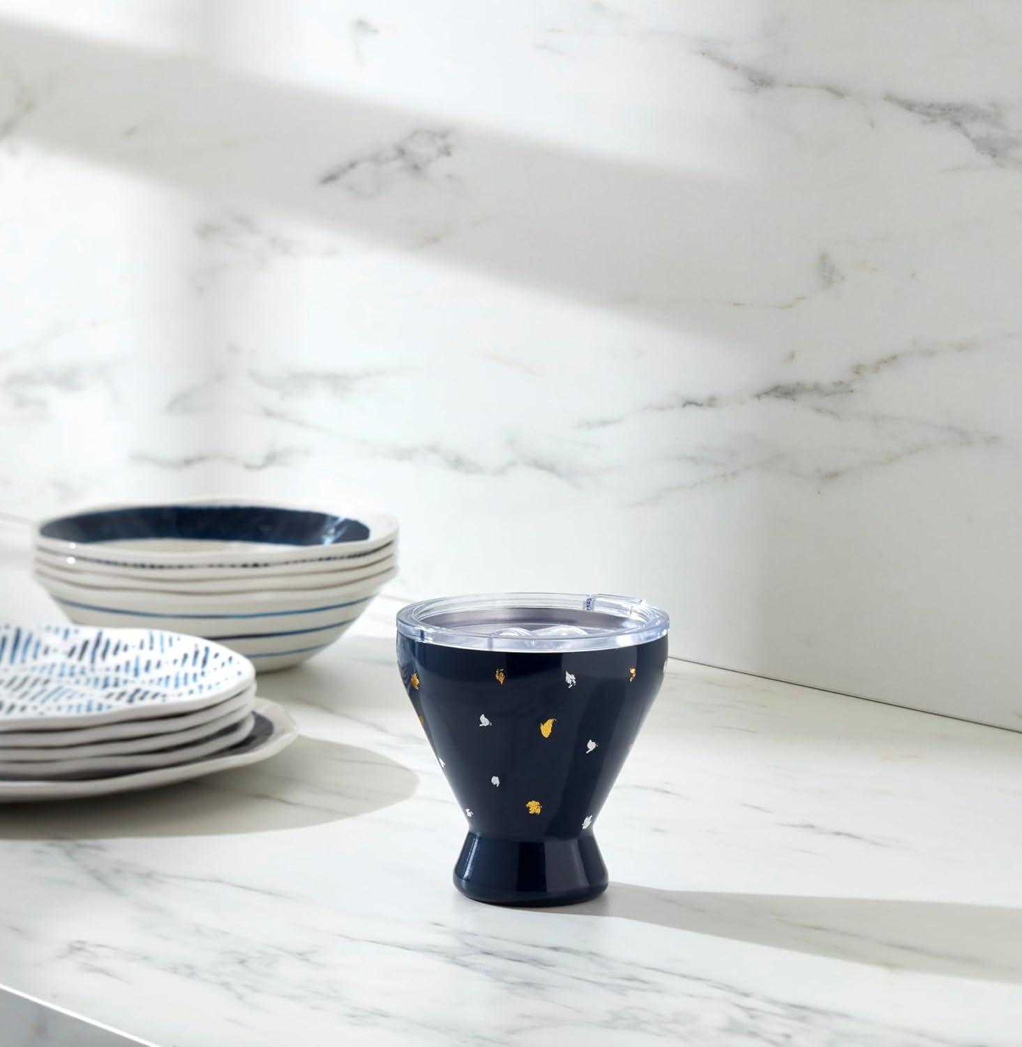 imageLenox 895898 Blue Bay Ikat Pattern Stainless Steel Cocktail TumblerDot