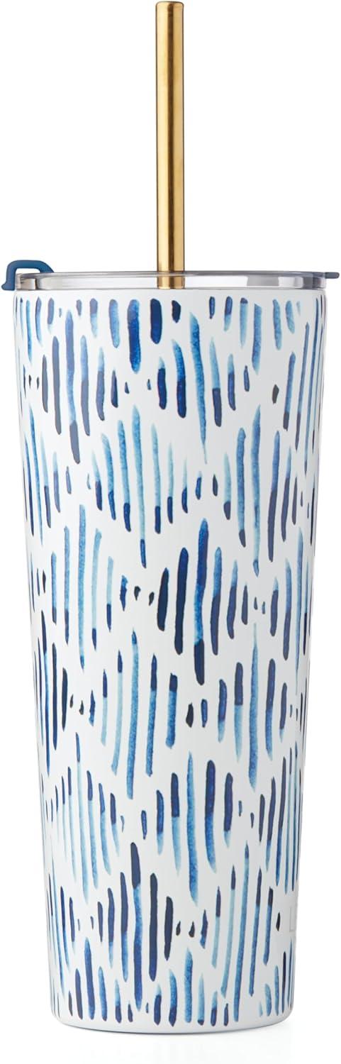imageLenox 895898 Blue Bay Ikat Pattern Stainless Steel Cocktail TumblerIkat
