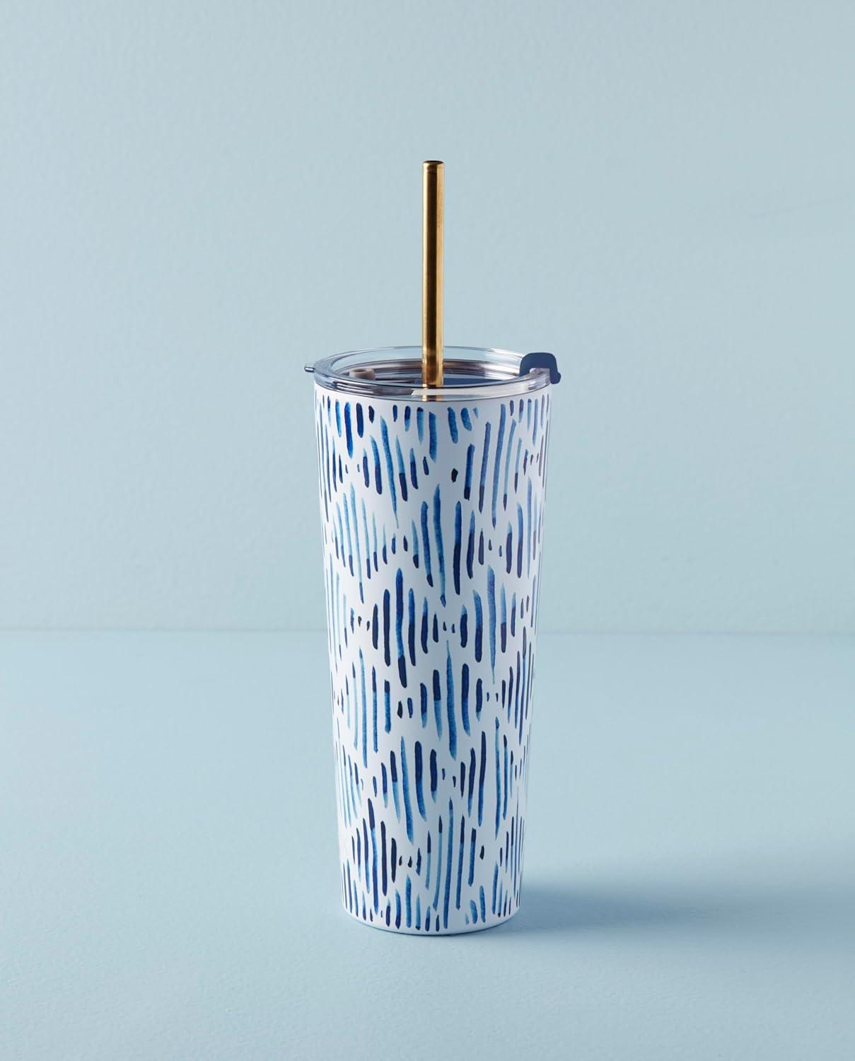 imageLenox 895898 Blue Bay Ikat Pattern Stainless Steel Cocktail TumblerIkat