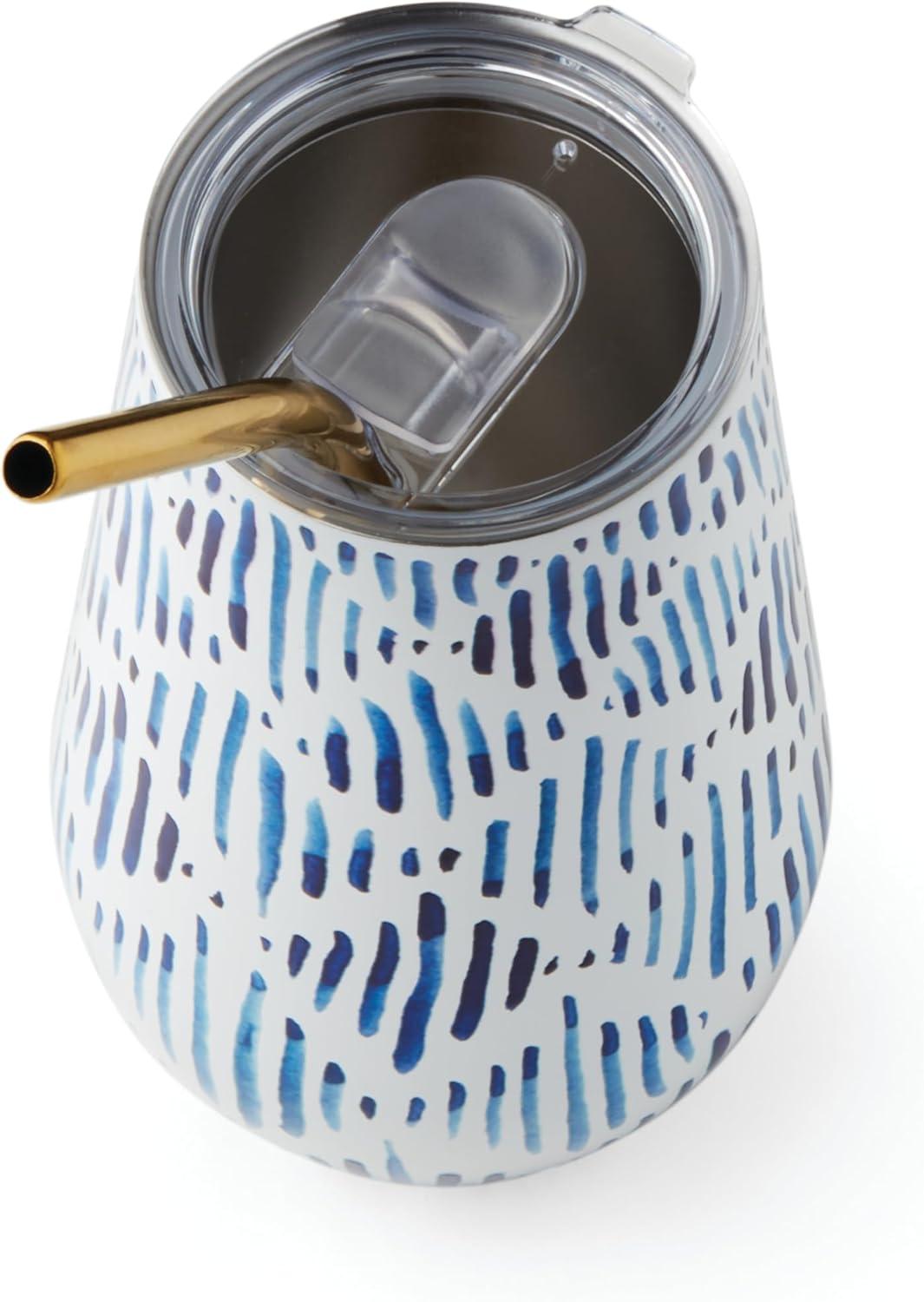 imageLenox 895898 Blue Bay Ikat Pattern Stainless Steel Cocktail TumblerIkat