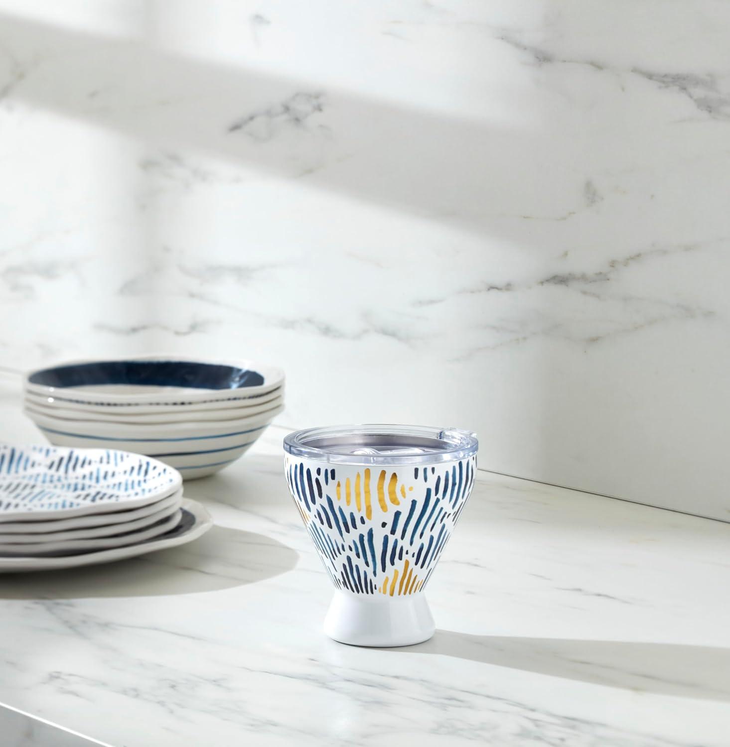 imageLenox 895898 Blue Bay Ikat Pattern Stainless Steel Cocktail TumblerIkat