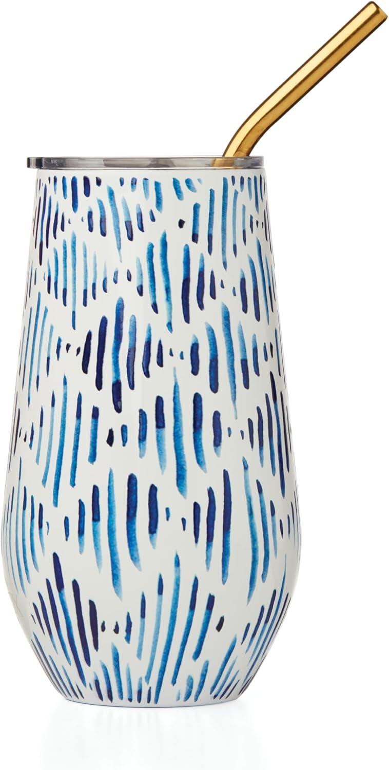 imageLenox 895898 Blue Bay Ikat Pattern Stainless Steel Cocktail TumblerIkat