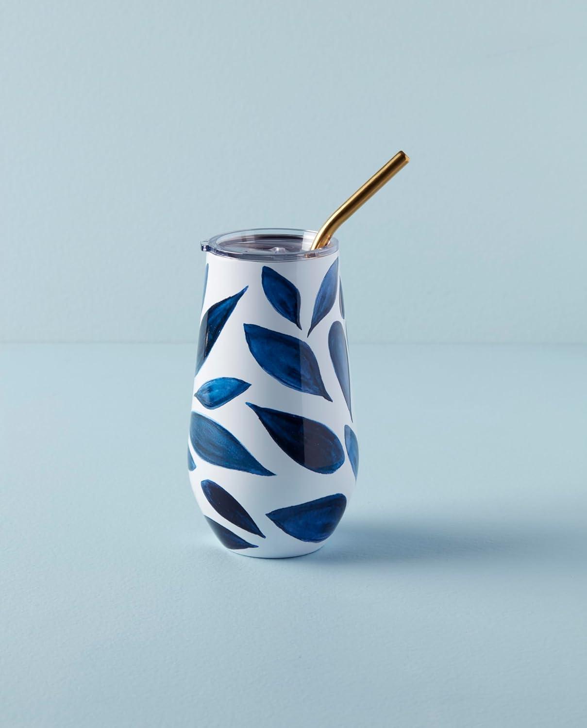 imageLenox 895898 Blue Bay Ikat Pattern Stainless Steel Cocktail TumblerLeaf