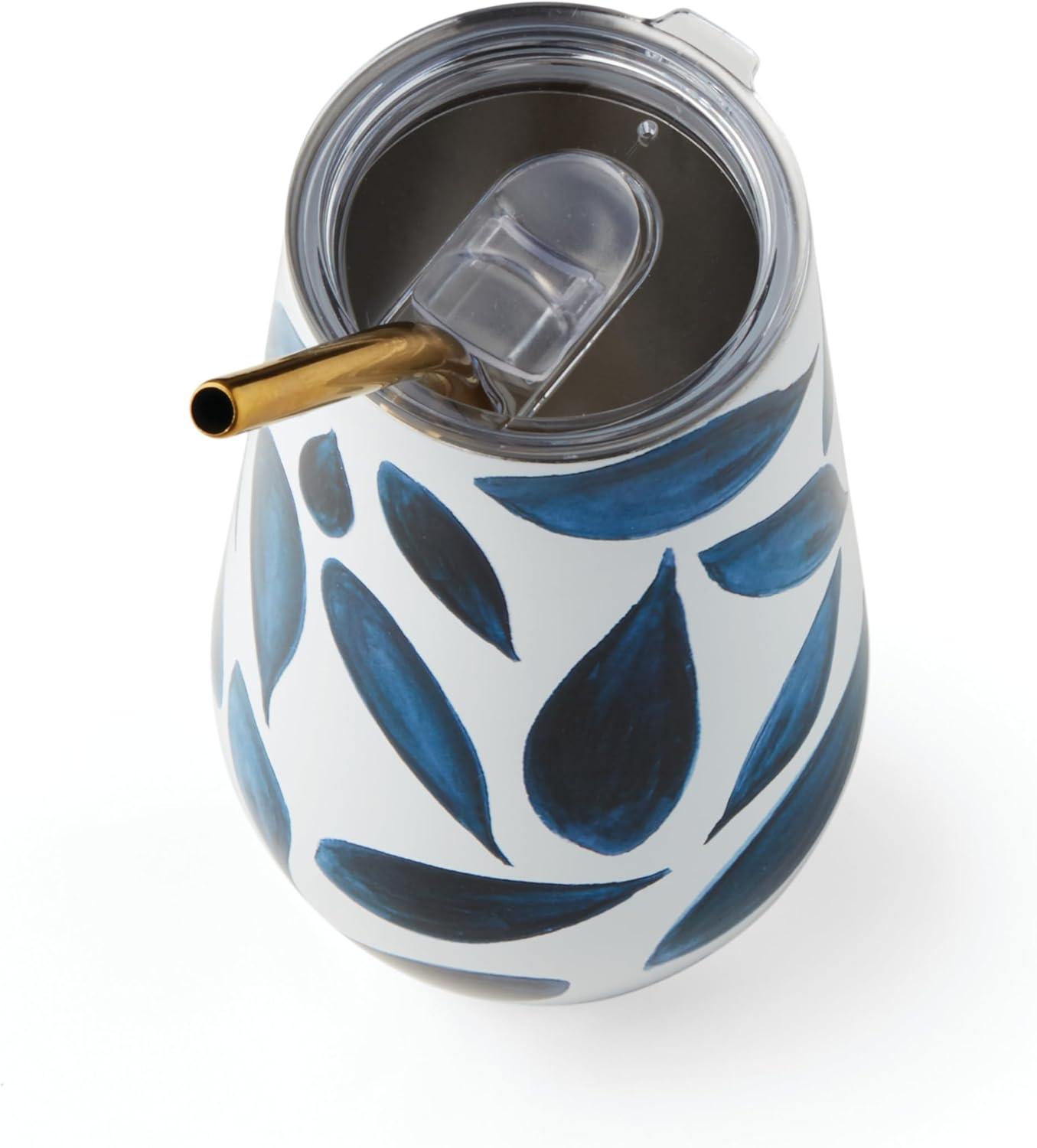 imageLenox 895898 Blue Bay Ikat Pattern Stainless Steel Cocktail TumblerLeaf