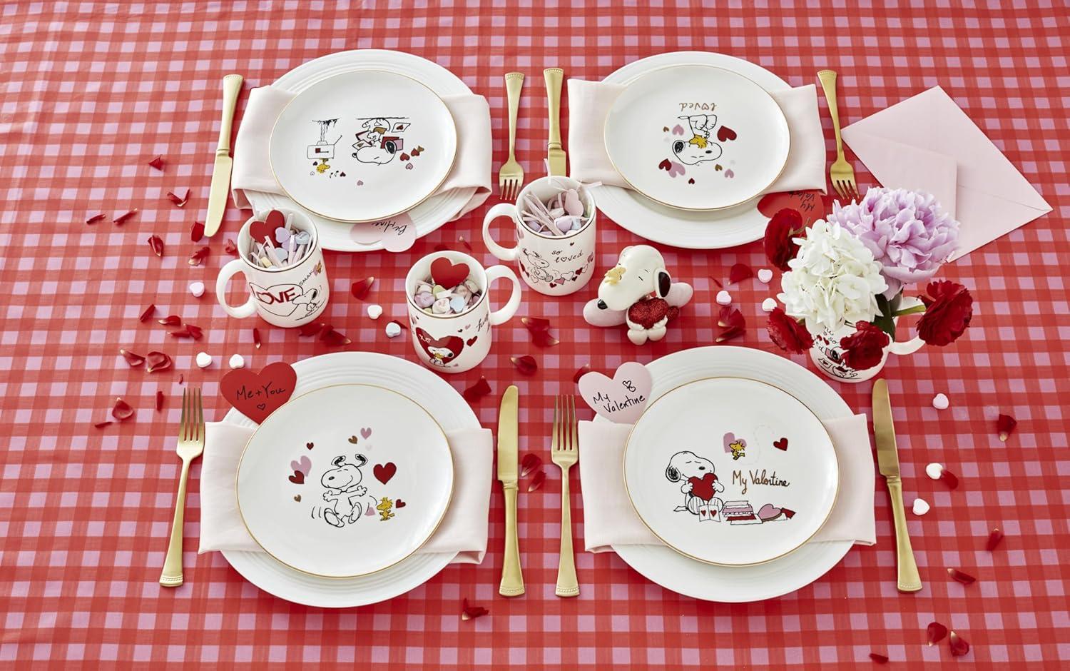 imageLenox 897219 Snoopy Valentines Day Mugs Set of 4 AssortedAccent Plates Set of 4