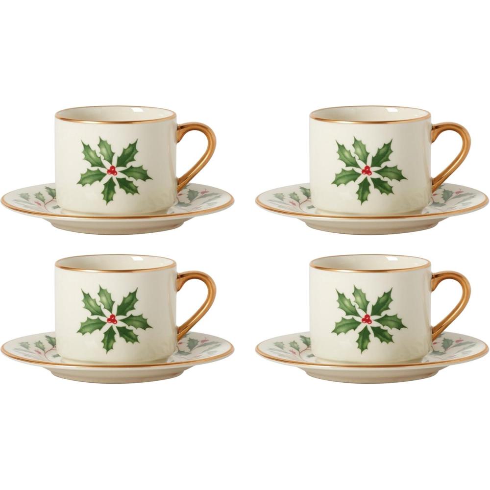 imageLenox 146504030 Holiday Teacup Christmas DrinkwareEspresso Cup  Saucer Set