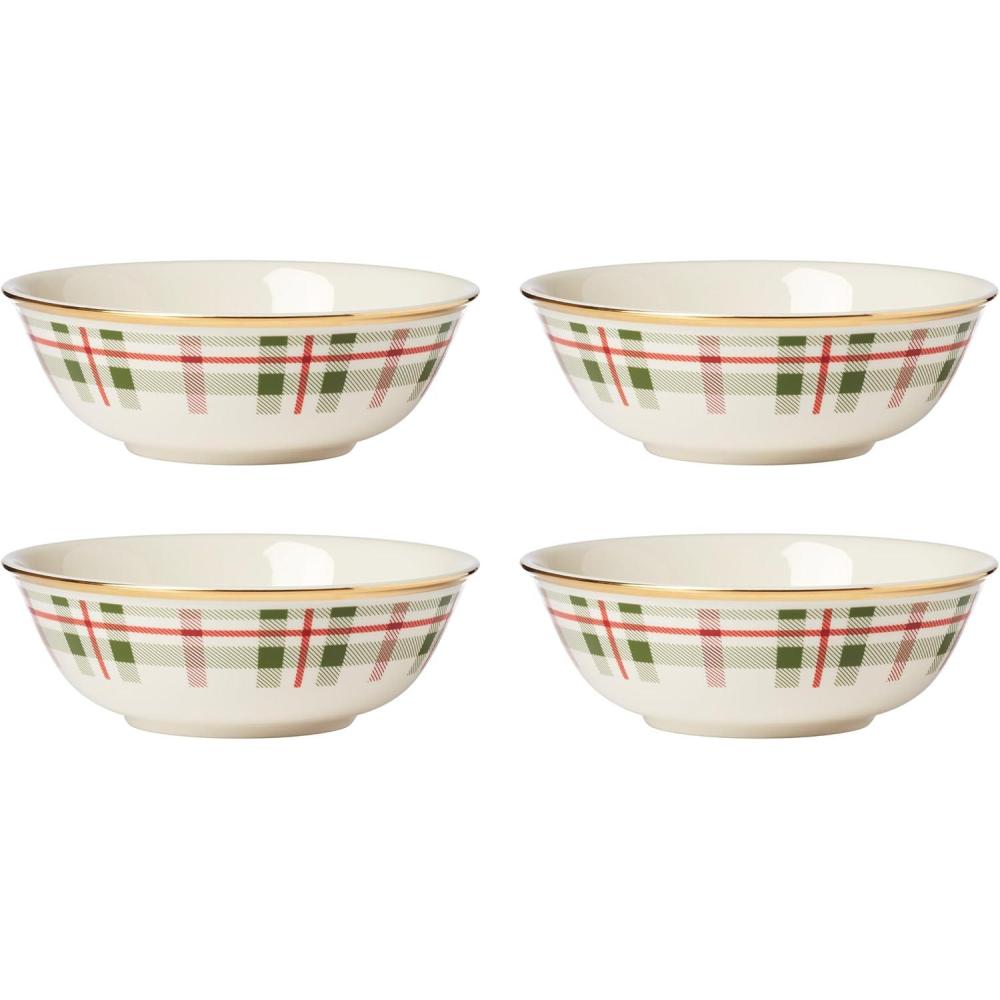 imageLenox 894967 Holiday Plaid 4Piece Mug Set Christmas Dinnerware HostingAllPurpose Bowls Set of 4