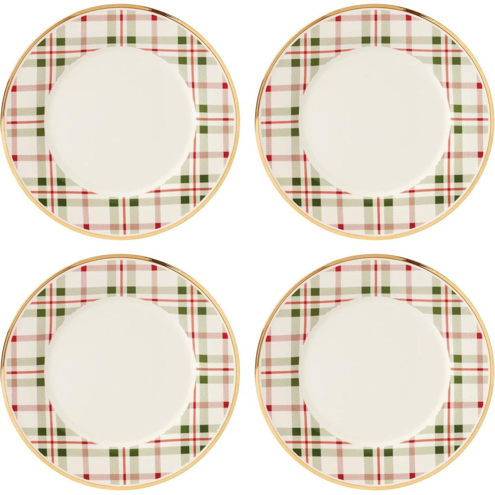 imageLenox 894967 Holiday Plaid 4Piece Mug Set Christmas Dinnerware HostingDinner Plates Set of 4