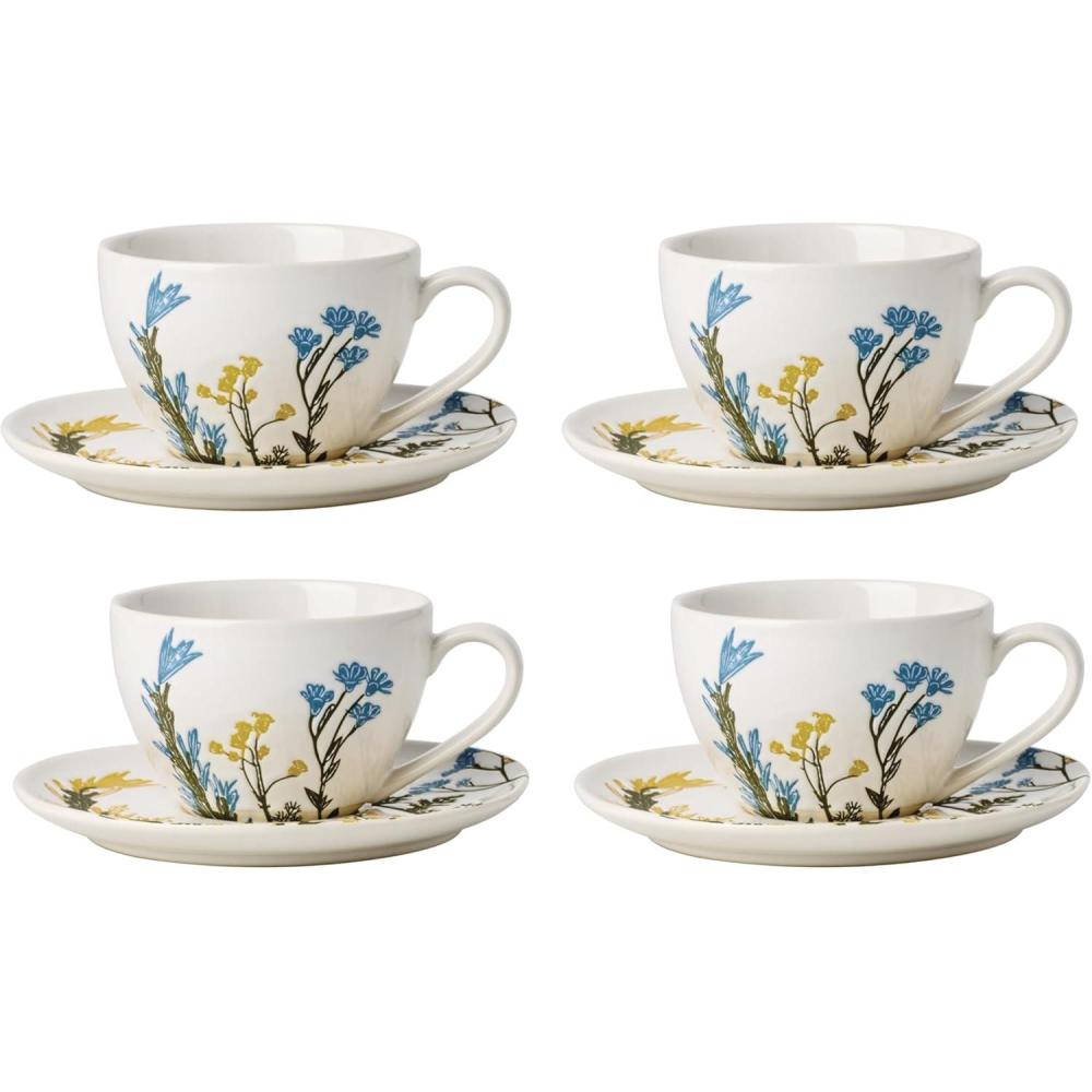 imageLenox 898386 Wildflowers Tea Cup amp Saucer Set Of 4