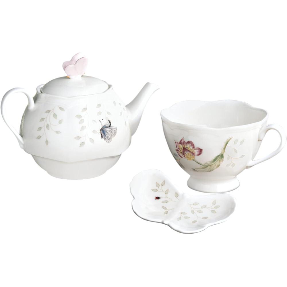 imageLenox Butterfly Meadow 8Piece Tea Set Service for 2 White173 LB