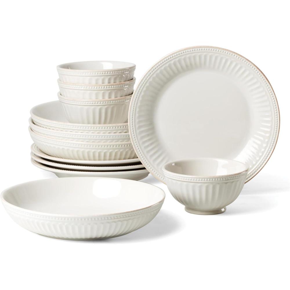 imageLenox French Perle Groove 2Piece Latte Mug Set 230 LB White12Piece Dinnerware Set Bowls