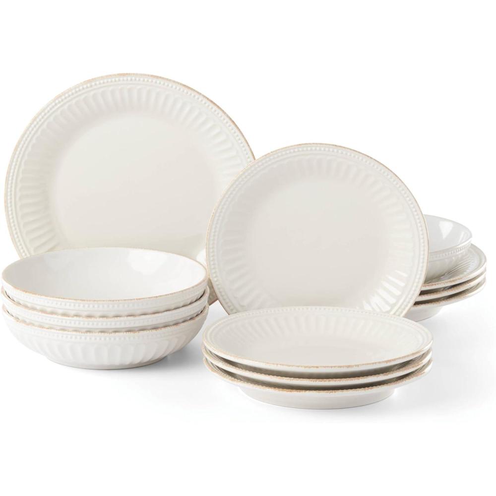 imageLenox French Perle Groove 2Piece Latte Mug Set 230 LB White12Piece Place Setting  Pasta Bowl