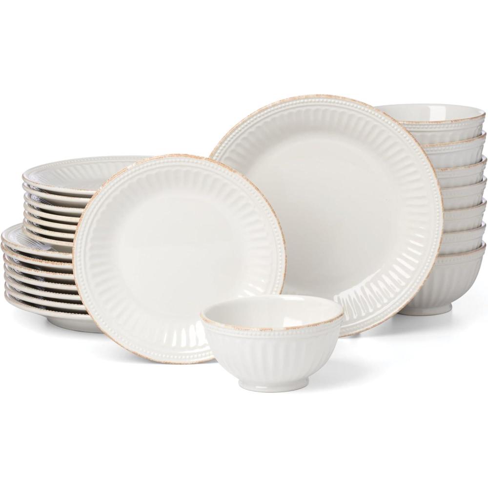 imageLenox French Perle Groove 2Piece Latte Mug Set 230 LB White24Piece Dinnerware Set