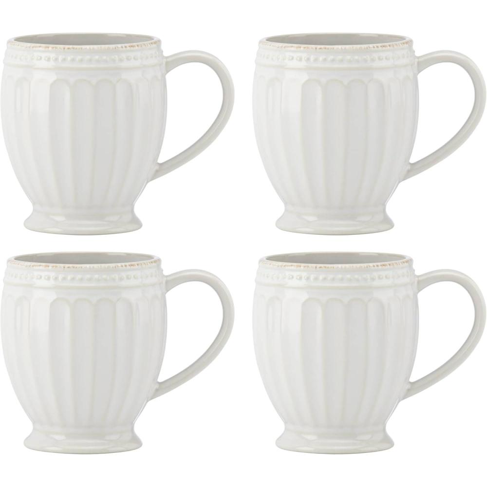 imageLenox French Perle Groove 2Piece Latte Mug Set 230 LB WhiteMugs Set of 4