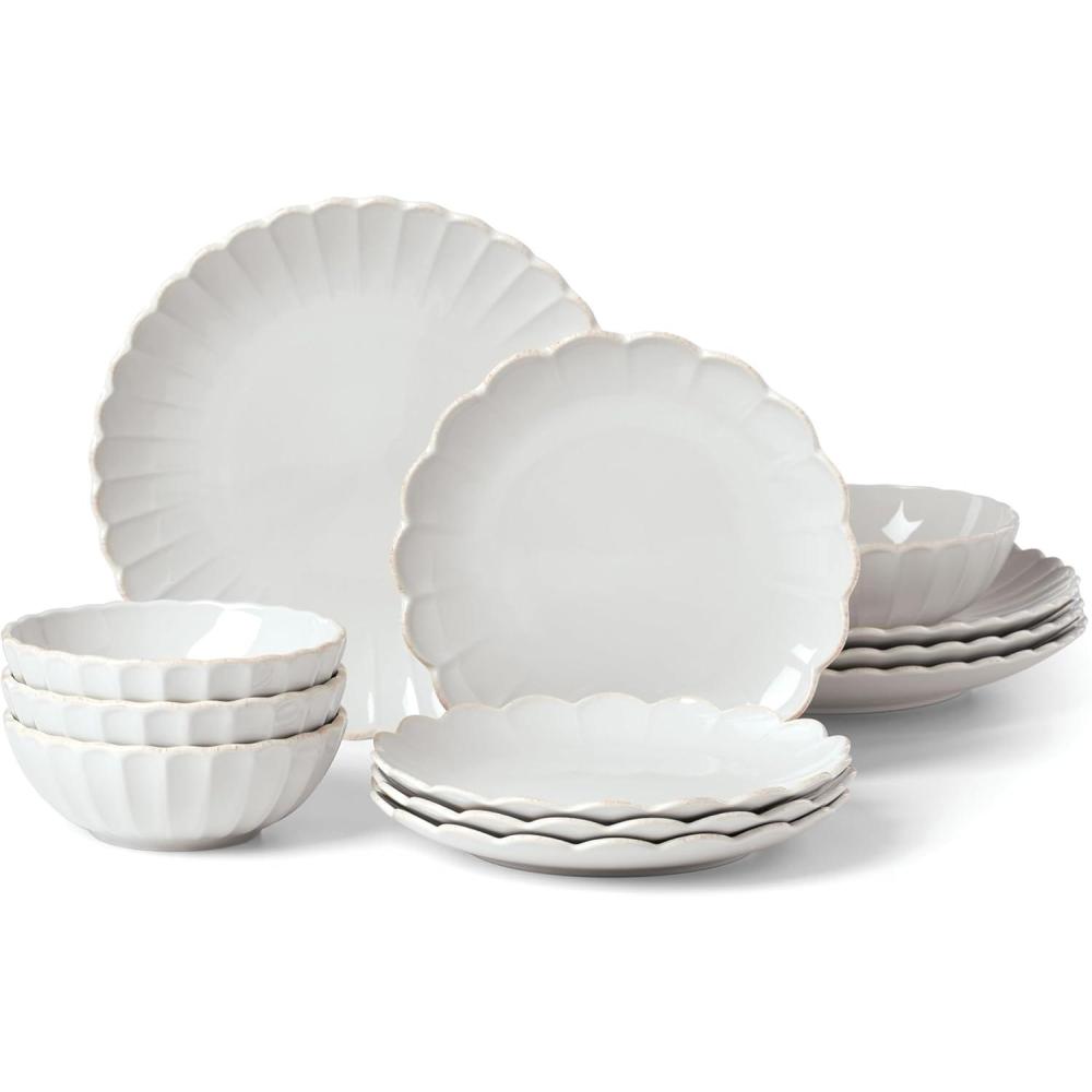 imageLenox French Perle Scallop 12Piece Dinnerware Set 1770 LB White