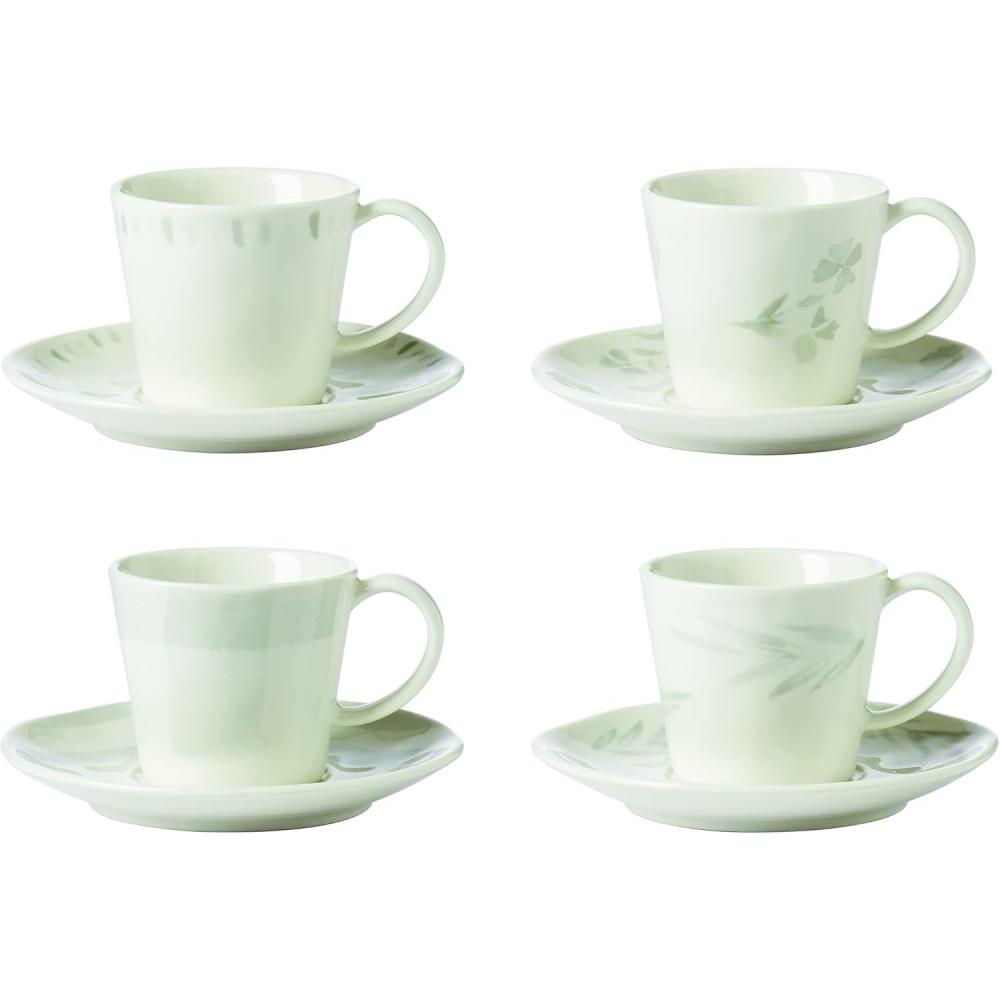 imageLenox Oyster Bay 8Pc Espresso Cup amp Saucer Set 230 LB WhiteEspresso Cup Saucer Set