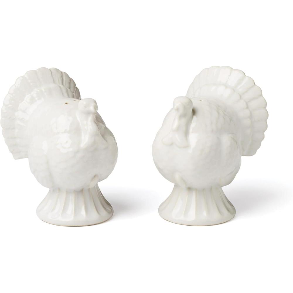 imageLenox Serveware Lenox French Perle Carved Turkey Platter Scalloped Oval 18Inch Stoneware Dishwasher Safe Turkey Platter for Thanksgiving Winter Hosting Christmas Serving White 1 PieceTurkey Salt Pepper Shakers