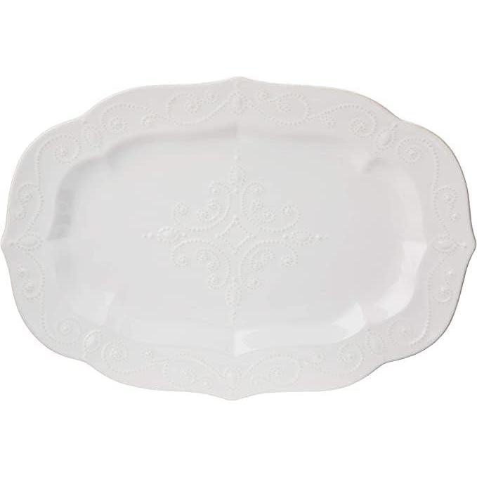 imageLenox Serveware Lenox French Perle Carved Turkey Platter Scalloped Oval 18Inch Stoneware Dishwasher Safe Turkey Platter for Thanksgiving Winter Hosting Christmas Serving White 1 PieceTurkey Platter