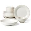 Lenox French Perle Groove 2-Piece Latte Mug Set, 2.30 LB, White(12-Piece Dinnerware Set (Bowls))