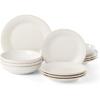 Lenox French Perle Groove 2-Piece Latte Mug Set, 2.30 LB, White(12-Piece Place Setting  Pasta Bowl)