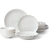 Lenox French Perle Scallop 12-Piece Dinnerware Set, 17.70 LB, White