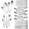 Lenox Silverware Set For 12, Portola 65-Piece Flatware Set with Serving Utensils, Service For 12, 18/10 Stainless Steel Flatware, Dishwasher Safe, Knives Spoons and Forks (Silver, 65 pieces)