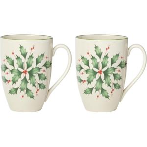 Lenox 146504030 Holiday Teacup, Christmas Drinkware(Mugs  Holly)