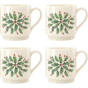 Lenox 146504030 Holiday Teacup, Christmas Drinkware(Stackable Mugs)