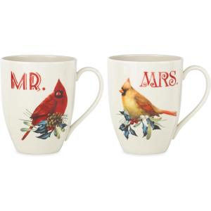 Lenox 863973 Winter Greeting 2-Piece Mr & Mrs Mug Set, Christmas Drinkware, Holiday Hosting(Mugs  Set of 2)