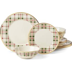 Lenox 894967 Holiday Plaid 4-Piece Mug Set, Christmas Dinnerware, Hosting(12-Piece Dinnerware Set)