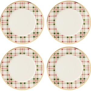 Lenox 894967 Holiday Plaid 4-Piece Mug Set, Christmas Dinnerware, Hosting(Dinner Plates  Set of 4)