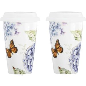 Lenox 896462 Butterfly Meadow Blue Thermal Travel Mugs, Set Of 2(4 Count)