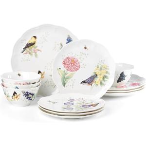 Lenox Butterfly Meadow Flutter Porcelain Mugs, Set of 4, Multicolor(12-Piece Dinnerware Set)