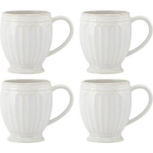 Lenox French Perle Groove 2-Piece Latte Mug Set, 2.30 LB, White(Mugs  Set of 4)