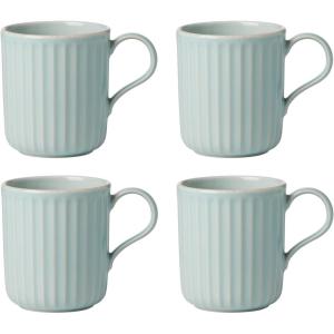 Lenox French Perle Scallop Ice Blue Mugs, S/4, 3.30