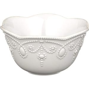 Lenox Serveware, Lenox French Perle Carved Turkey Platter, Scalloped, Oval, 18-Inch, Stoneware, Dishwasher Safe, Turkey Platter for Thanksgiving, Winter Hosting, Christmas Serving (White, 1 Piece)(Fruit Bowl)