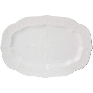 Lenox Serveware, Lenox French Perle Carved Turkey Platter, Scalloped, Oval, 18-Inch, Stoneware, Dishwasher Safe, Turkey Platter for Thanksgiving, Winter Hosting, Christmas Serving (White, 1 Piece)(Turkey Platter)