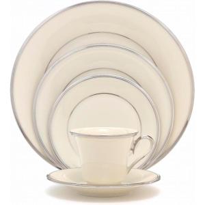 Lenox Solitaire Teacup, Cup, ivory/platinum(5-Piece Place Setting)