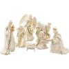 Lenox Figurine, 7-Piece Mini Nativity Set, Made Of Porcelain with 24K Gold Accent, Christmas Decoration, Christmas Decor Indoor, Winter Decor for Home, Table Decoration (Ivory, 7 Piece, 4-Inch Height)(Floral)